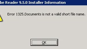 “Error 1327. Invalid Drive” or “Error 1325 – not a valid short file name” Fix